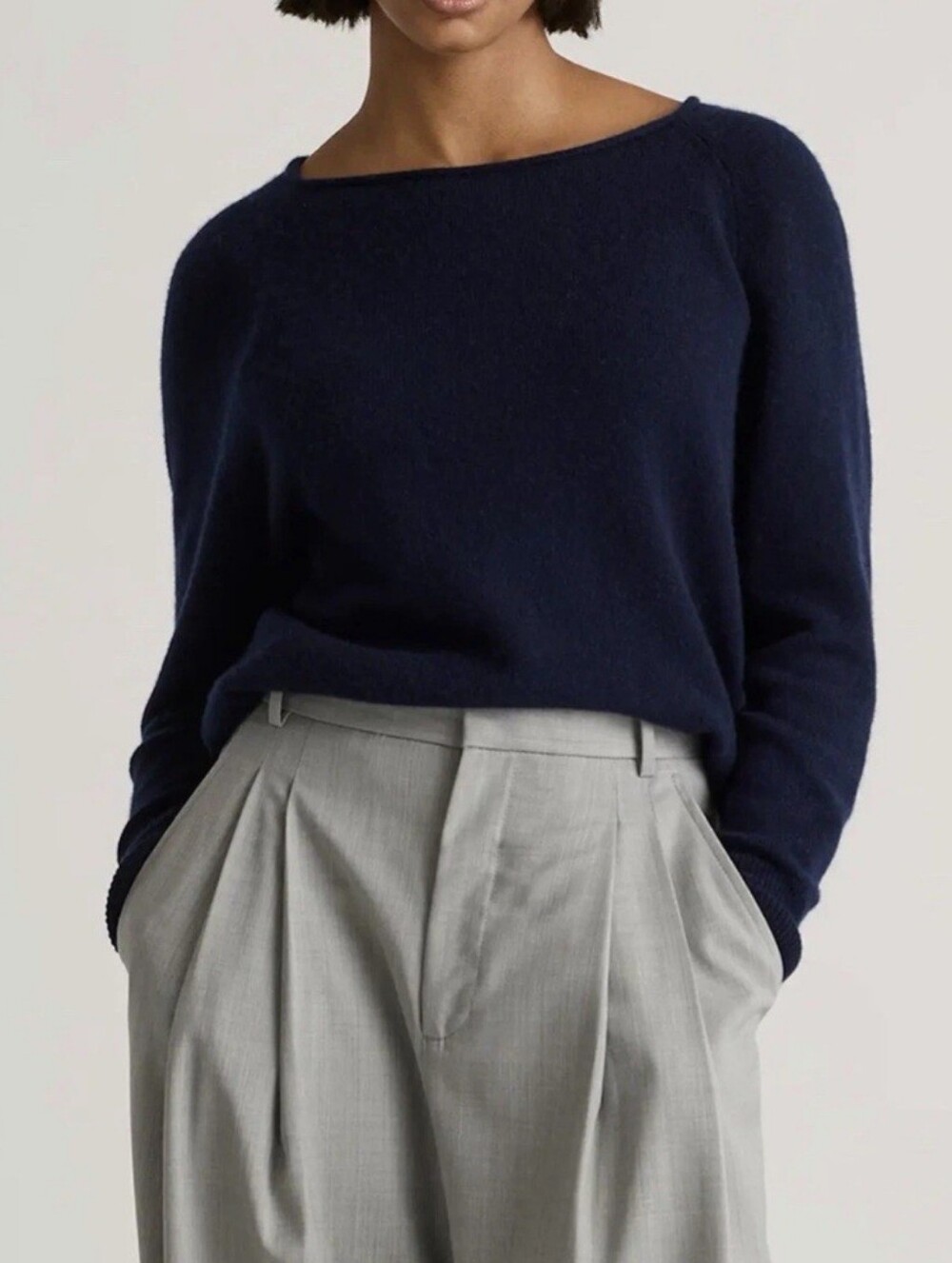 Quince Mongolian Cashmere Boatneck Sweater True Navy NWT